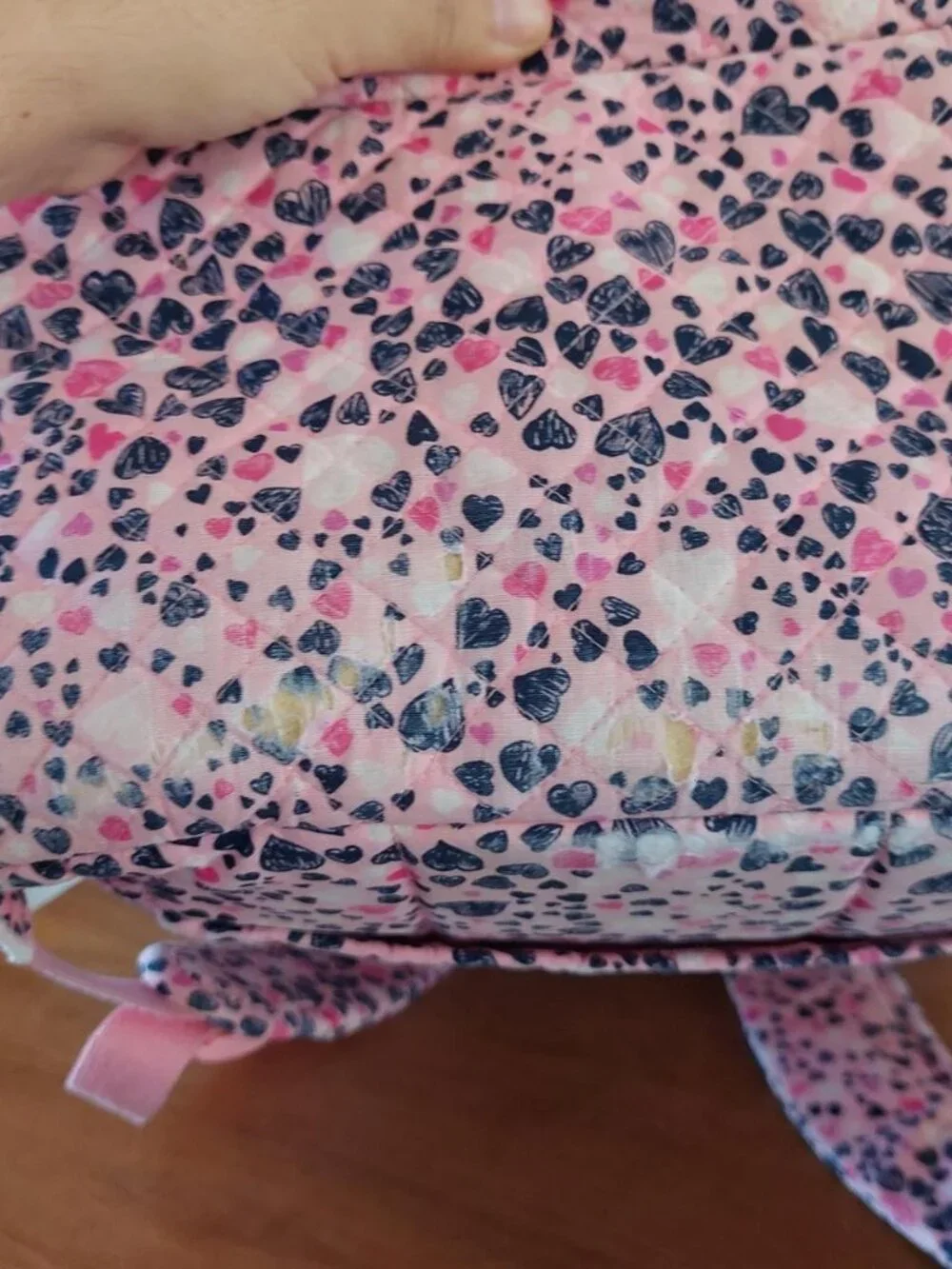 vera bradley love you lots backpack used Pink and black heart print backpack wit